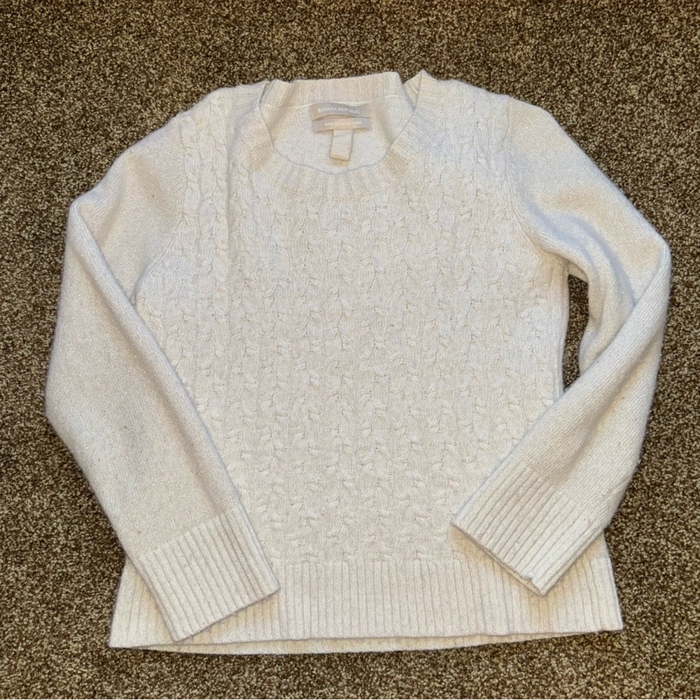 Banana Republic White Crew Neck Sweater